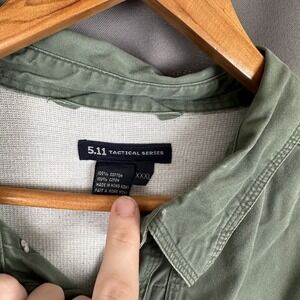 5.11 Tactical Mens Shirt Size 3XL Green Pockets Long Sleeve Collared Button-Up